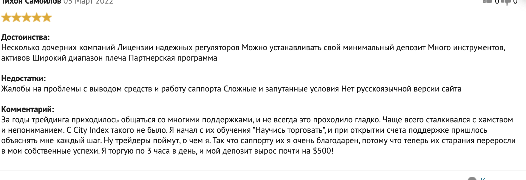 City Index реальные отзывы