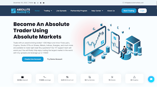 Торговые условия брокера Absolute Markets