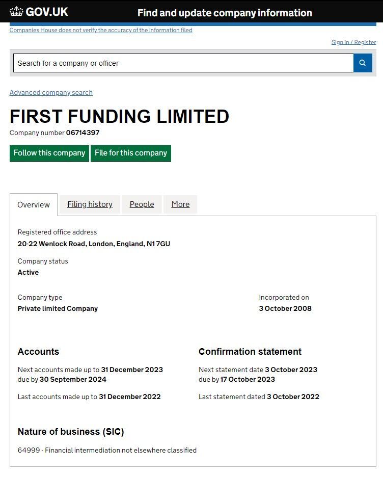 First Funding Limited регистрация