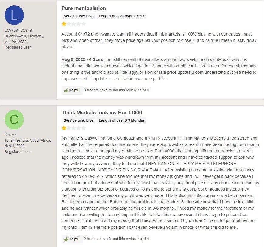 ThinkMarkets отзывы