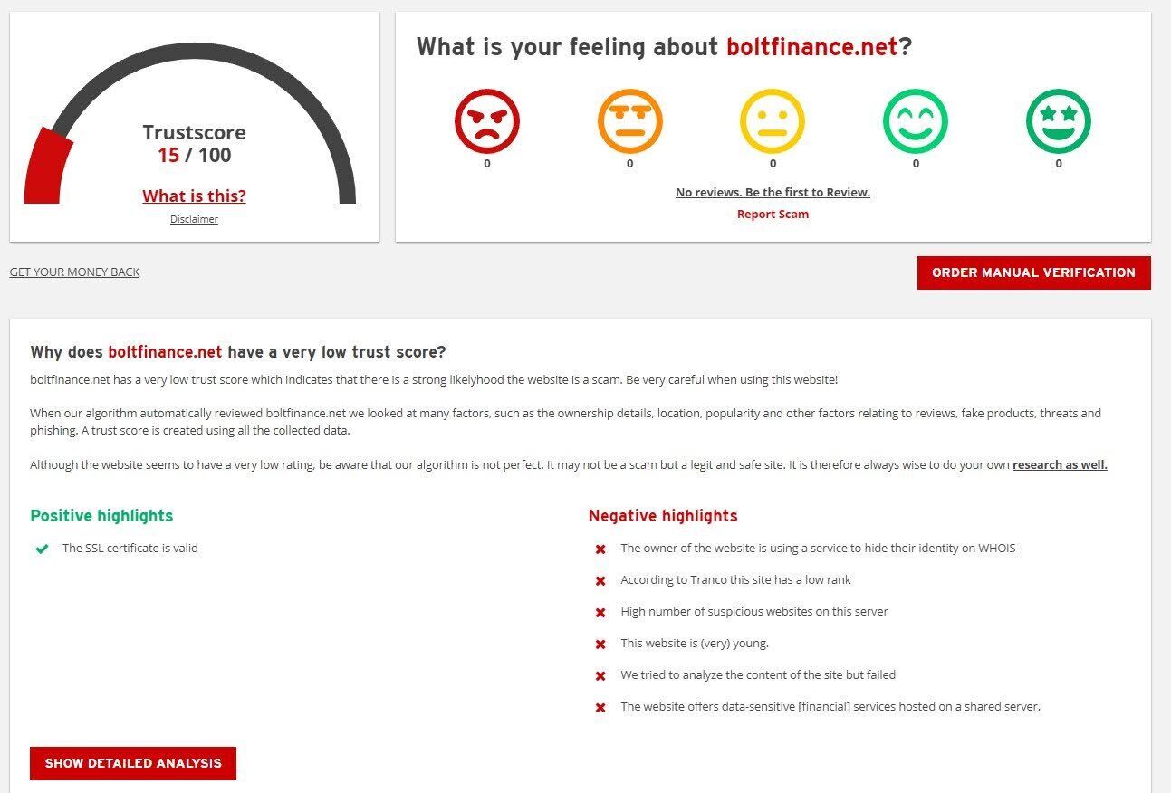 Bolt Finance скам