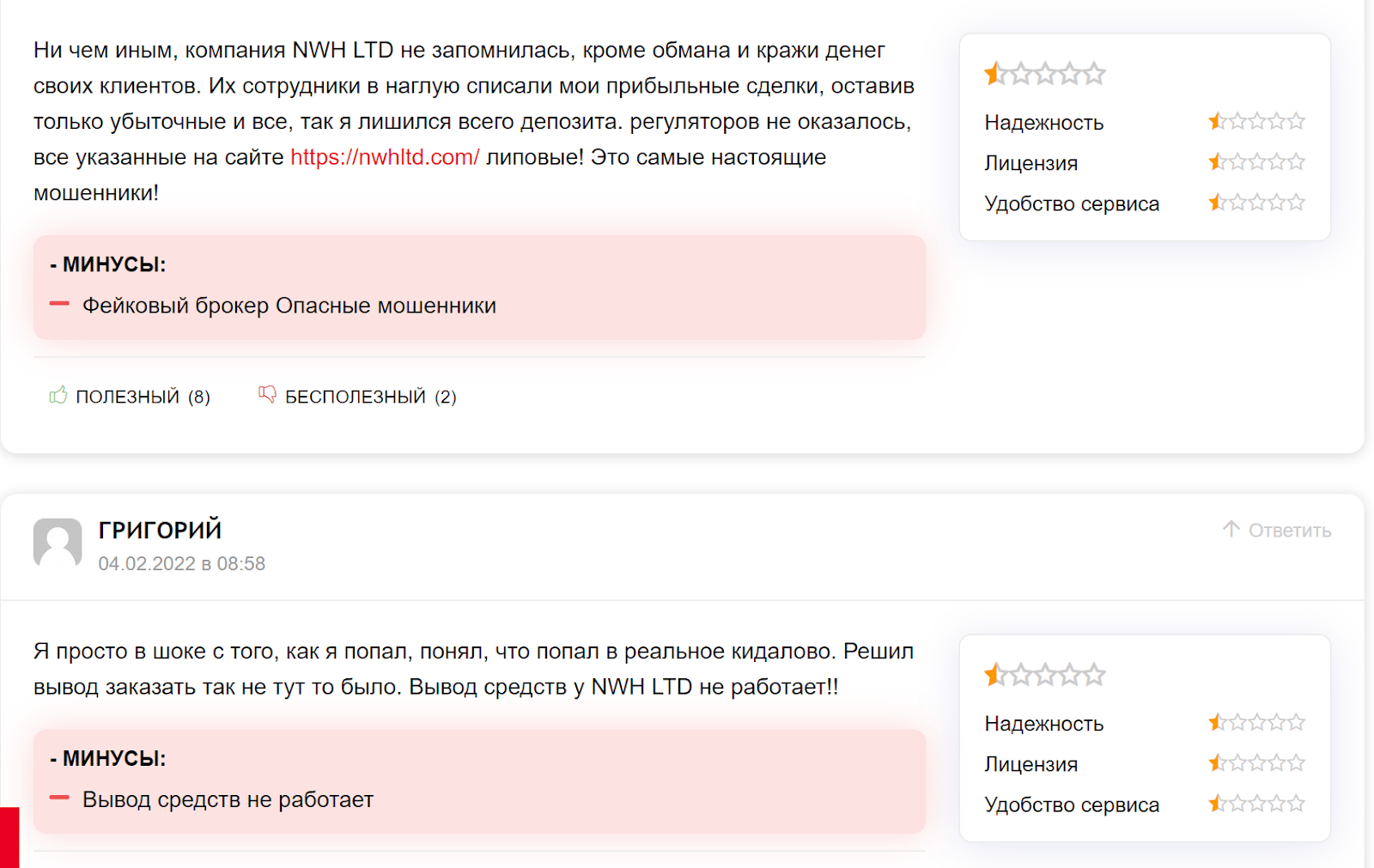 NWH LTD скам