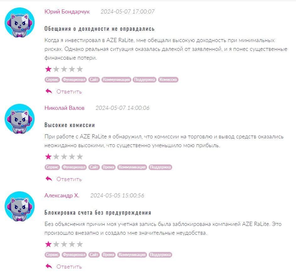 AZE-RaLite сливной мошенник