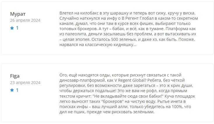 V Regent Global жалобы трейдеров