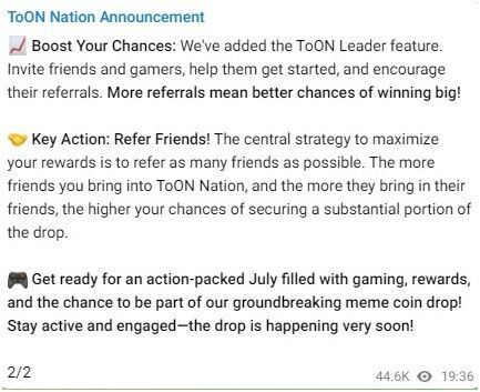 ToON Nation дроп мема вместо крипты