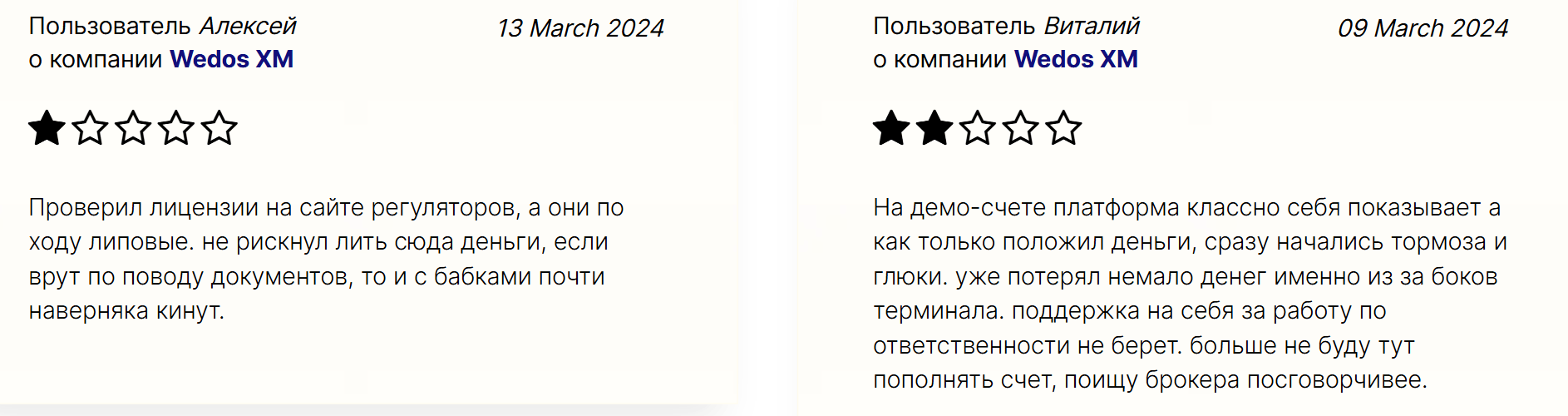 Wedos XM негативные отзывы