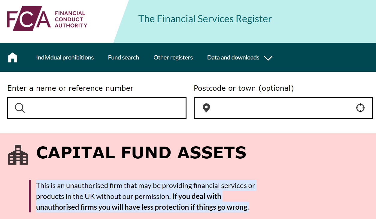 Capital Fund Assets нелегальный брокер