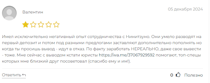 Ninitzuno негативные отзывы 