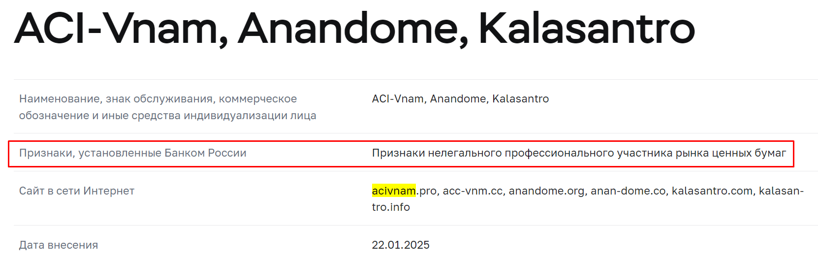 ACIvnam мошенники