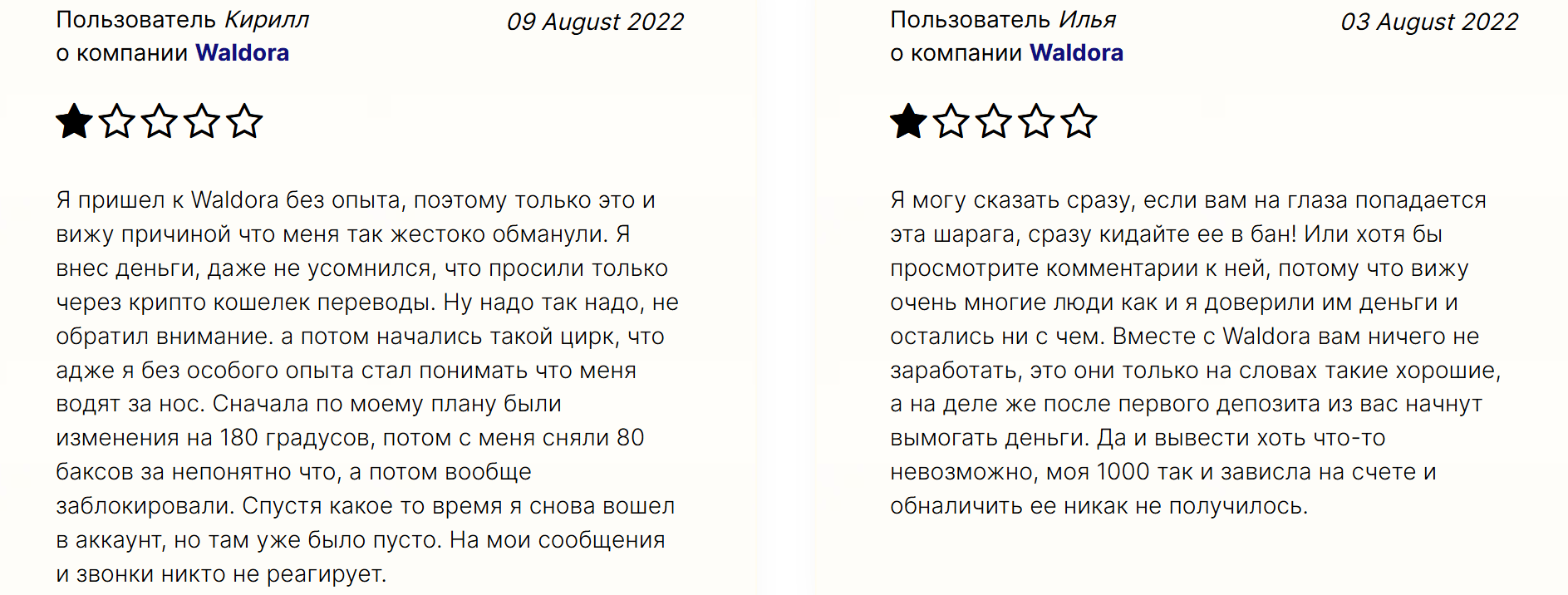 Waldora Company реальные отзывы клиентов
