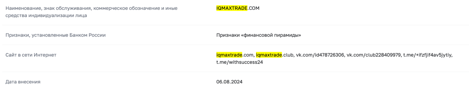 IQMaxTrade Ltd скам