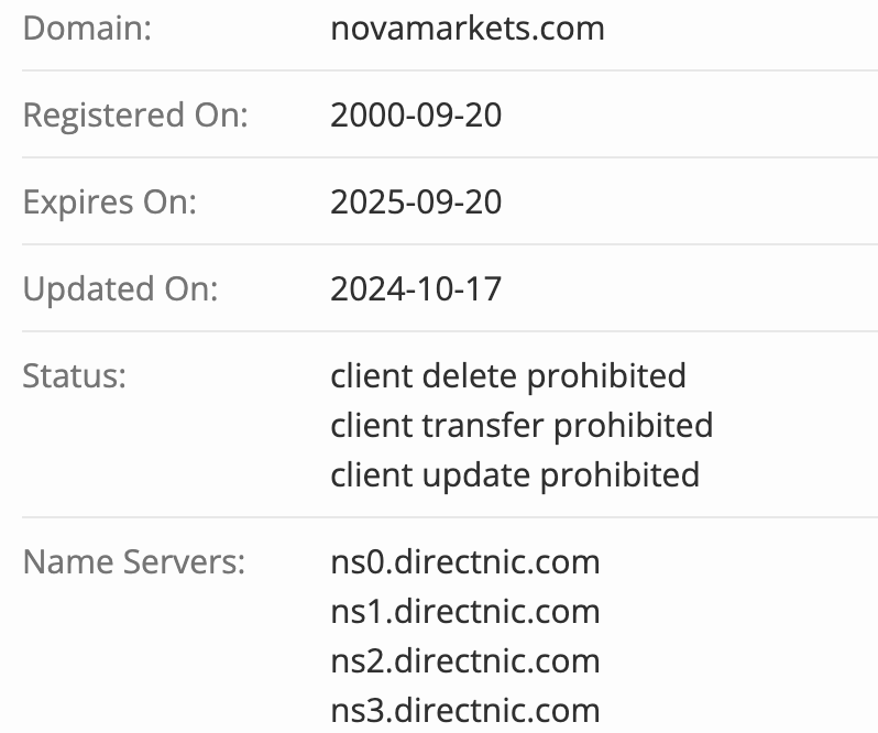 Novamarkets Limited домен