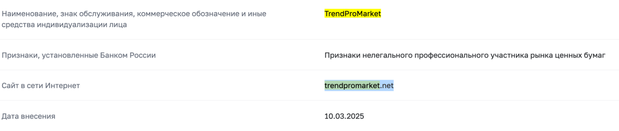 TrendProMarket скам