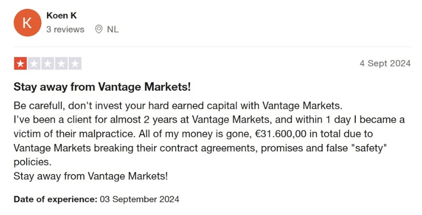 отзыв клиента Vintage Markets Limited