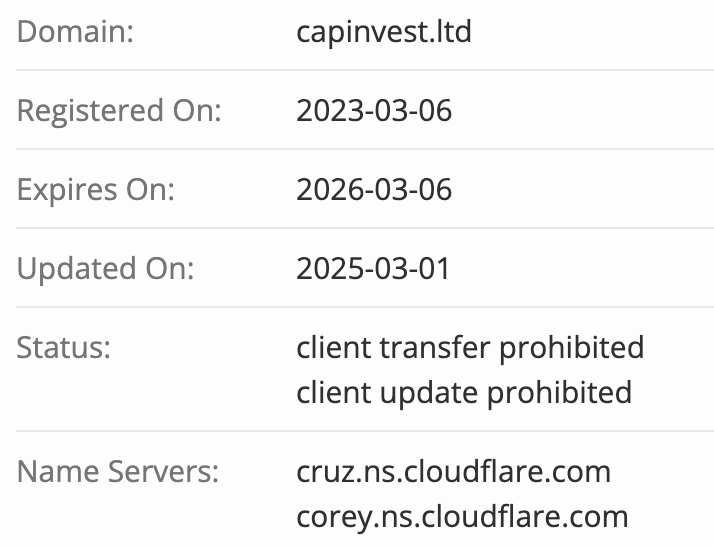 домен CAPINVEST LTD 
