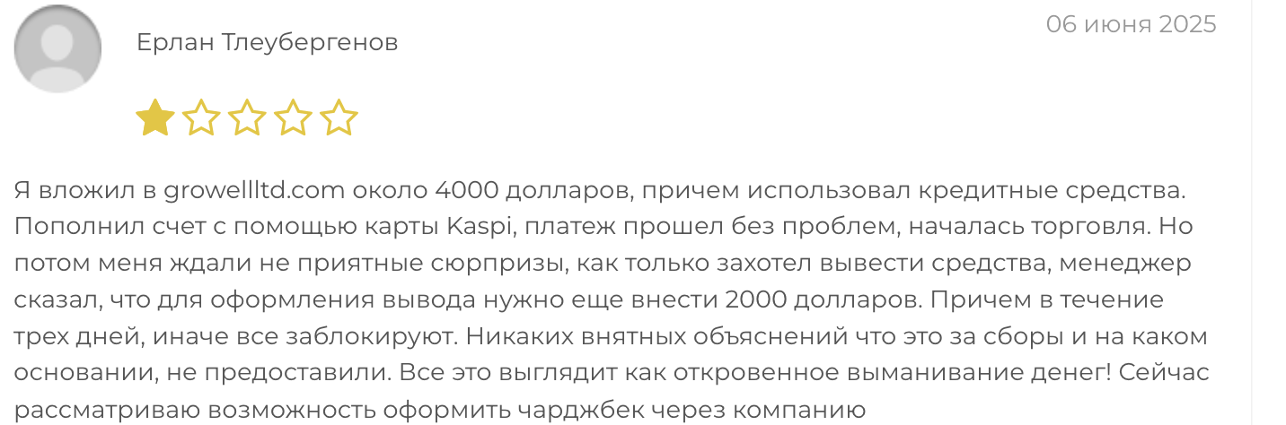 отзыв Growell Ltd 
