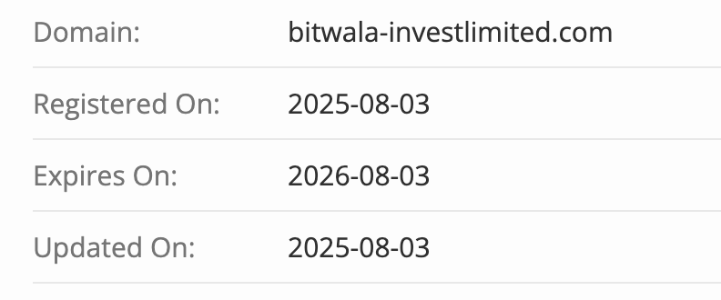 домен Bitwala Invest Limited