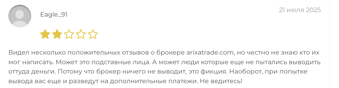Arixa Trade отзыв
