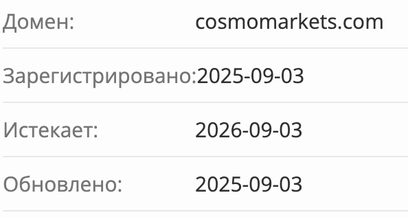 домен Cosmo Markets LTD