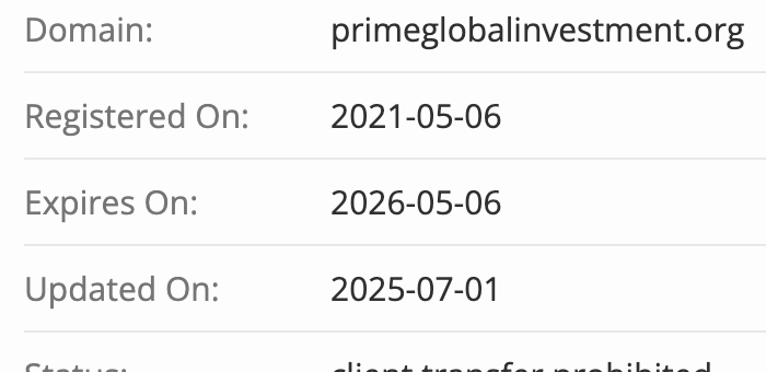 проверка домена PrimeGlobalInvestment
