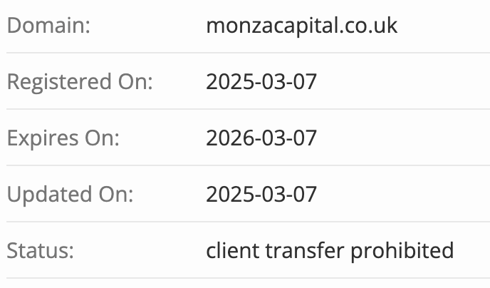 Monza Capital Limited домен