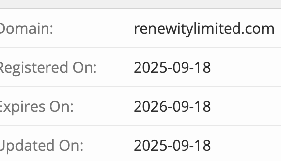 Renewity Limited домен